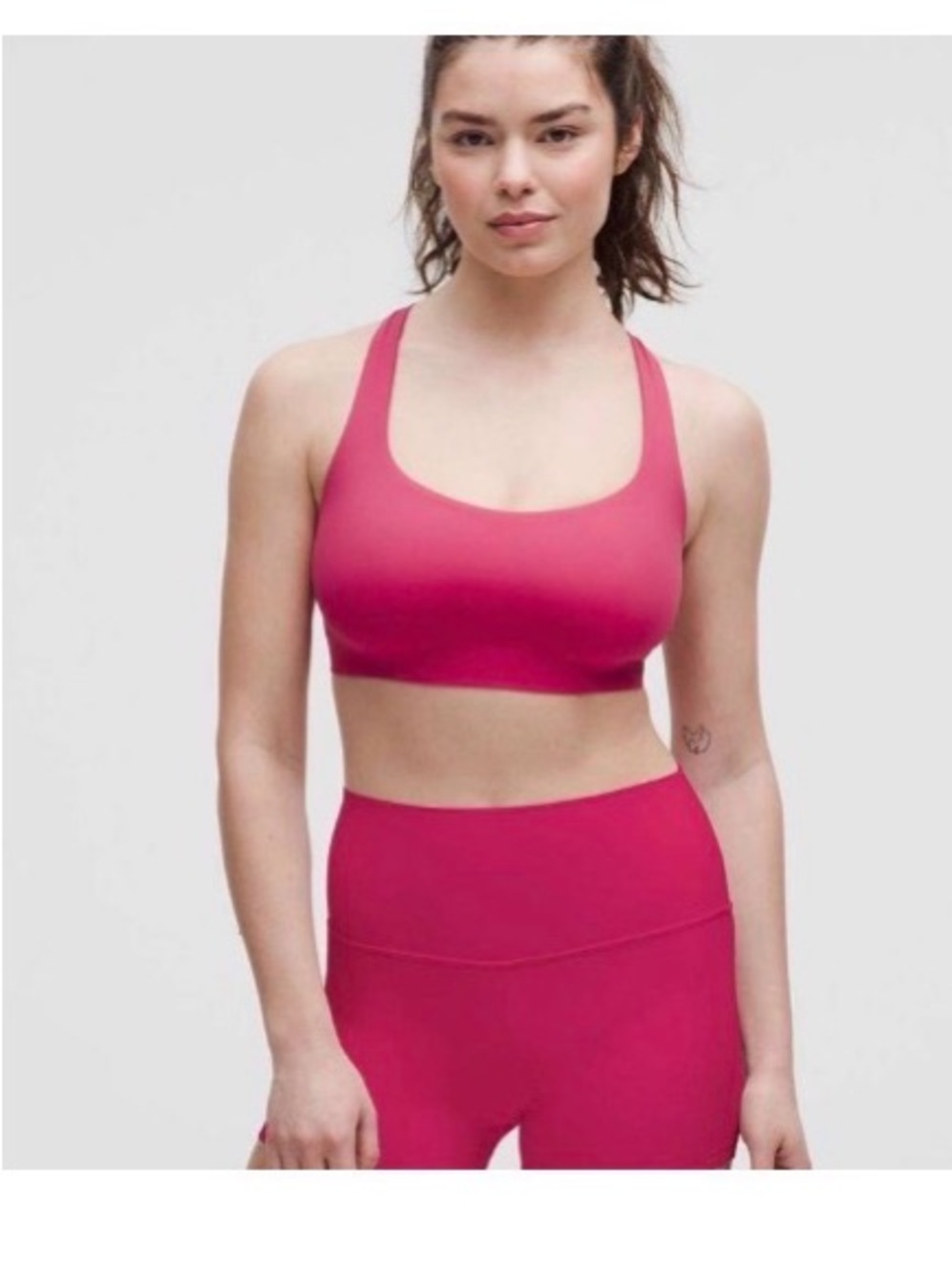 NWT lululemon flexyflex strappy yoga bra D/DDD L/XL raspberry coulis